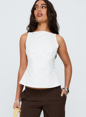 Inner Glow Open Back Top White