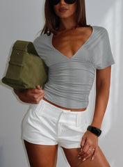 Osari Ruched Short Sleeve Jersey Top Grey