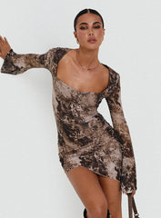 Suareza Long Sleeve Mini Dress Leopard