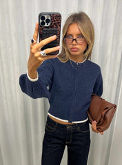 Amandi Zip Through Knit Jumper Navy / Cream