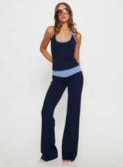 Kobee Jersey Halter Top Navy / Light Blue
